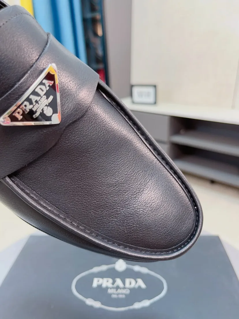 Men's shoes 💰540🌹🌹【PRADA Leather Shoes】Top purchasing agency Original imported Italian custom-made open-edge beaded cowhide leather surface, fully imported water-dyed breathable cowhide lining, original factory special molded sole super comfortable, size: 38-44